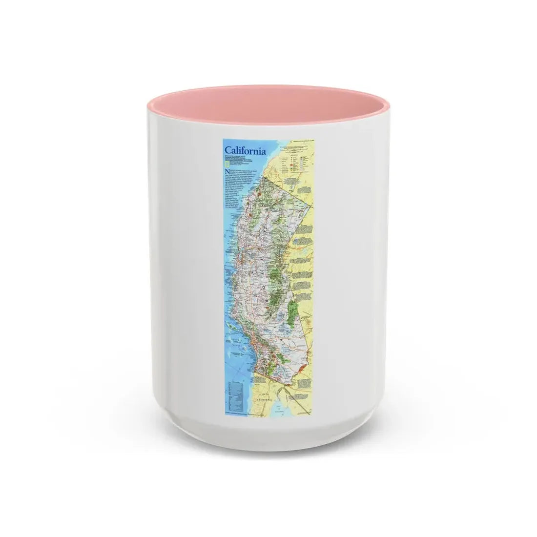 USA - California (1993) (Map) Accent Coffee Mug 15oz Pink - Go Mug Yourself