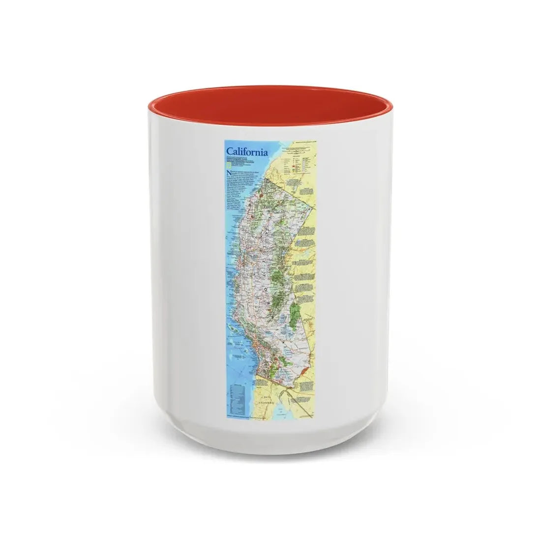 USA - California (1993) (Map) Accent Coffee Mug 15oz Red - Go Mug Yourself
