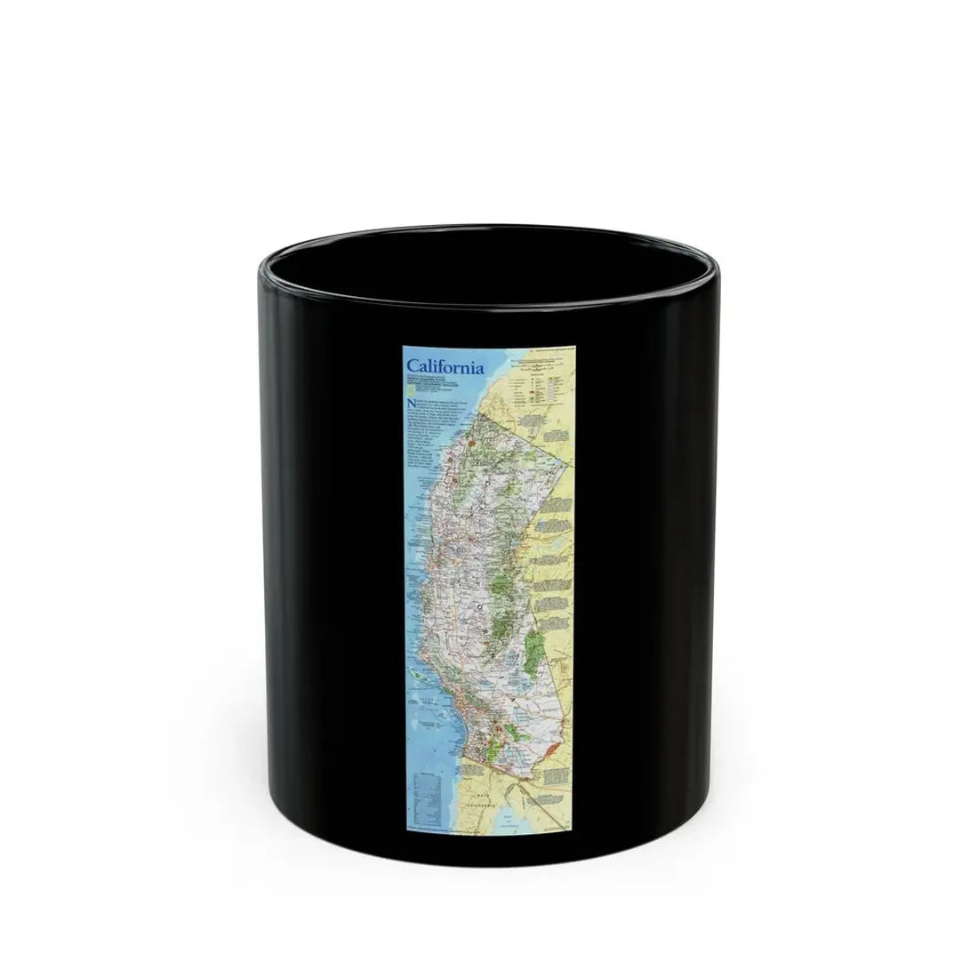 USA - California (1993) (Map) Black Coffee Mug 11oz - Go Mug Yourself
