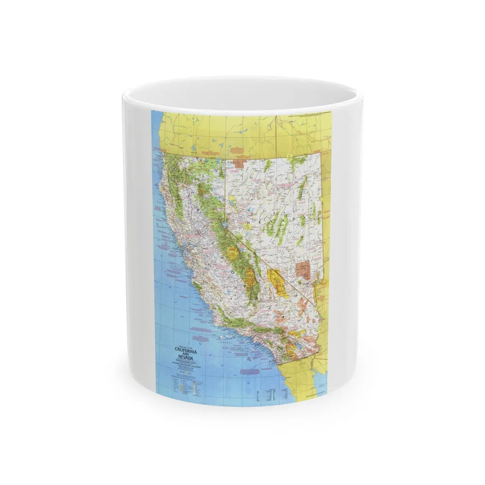 USA - California and Nevada 1 (1974) (Map) White Coffee Mug-11oz-Go Mug Yourself