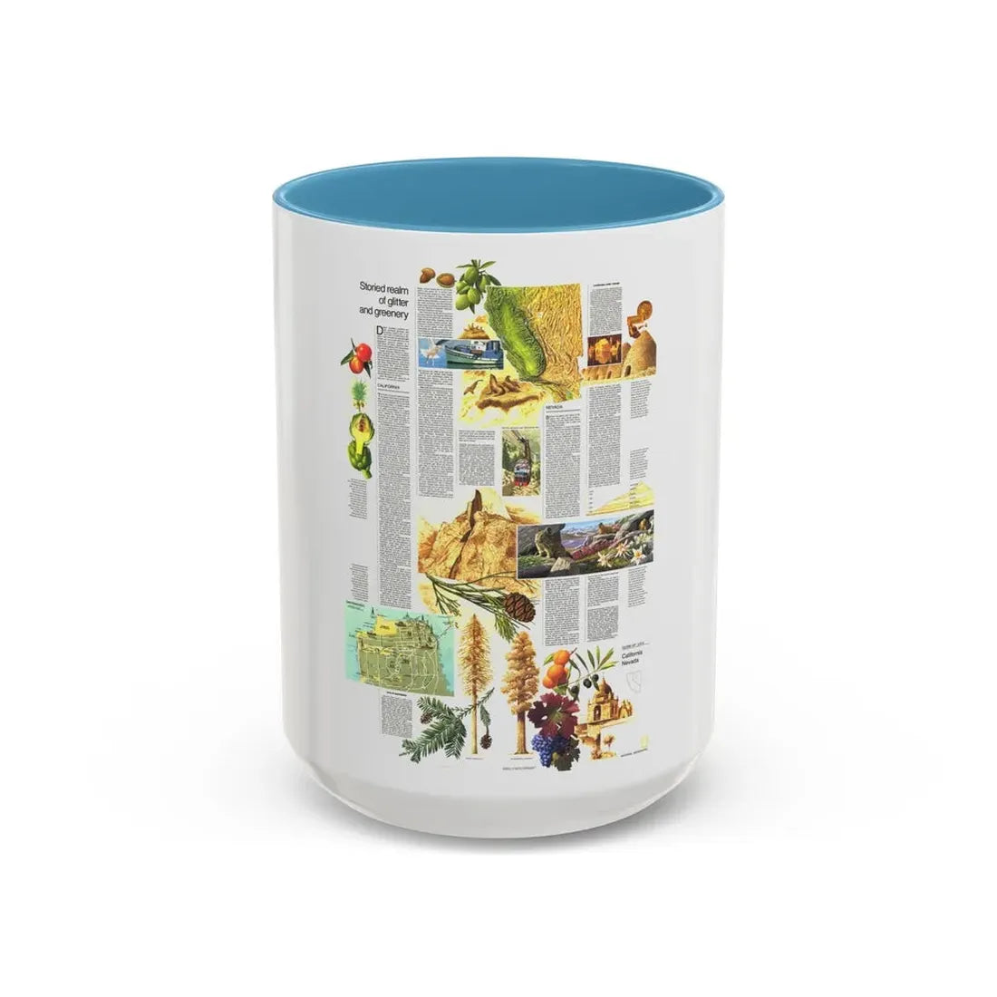 USA - California and Nevada 2 (1974) (Map) Accent Coffee Mug 15oz Light Blue - Go Mug Yourself