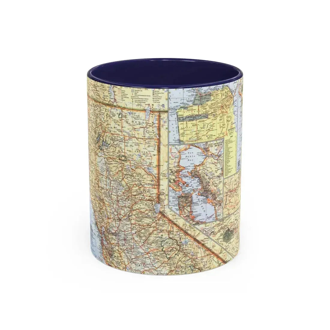 USA - California, Northern (1966) (Map) Accent Coffee Mug 11oz Navy - Go Mug Yourself