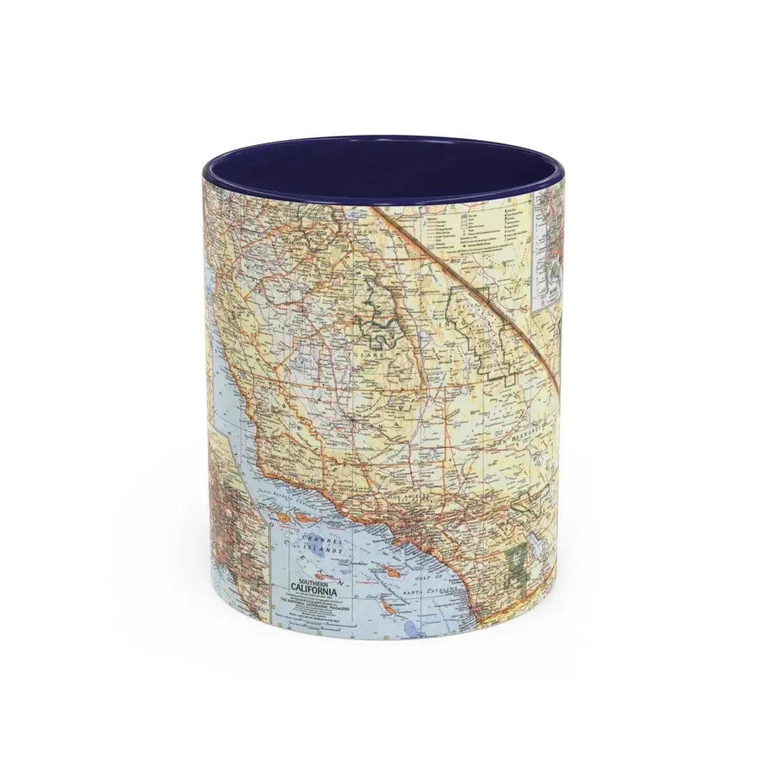 USA - California, Southern (1966) (Map) Accent Coffee Mug 11oz Navy - Go Mug Yourself