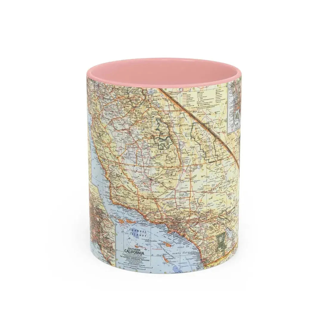 USA - California, Southern (1966) (Map) Accent Coffee Mug 11oz Pink - Go Mug Yourself