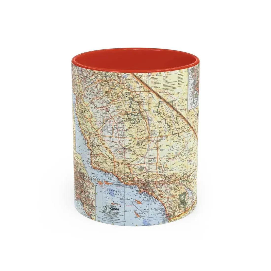 USA - California, Southern (1966) (Map) Accent Coffee Mug 11oz Red - Go Mug Yourself