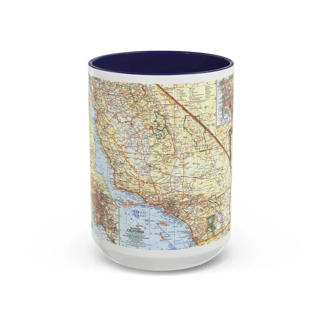 USA - California, Southern (1966) (Map) Accent Coffee Mug 15oz Navy - Go Mug Yourself