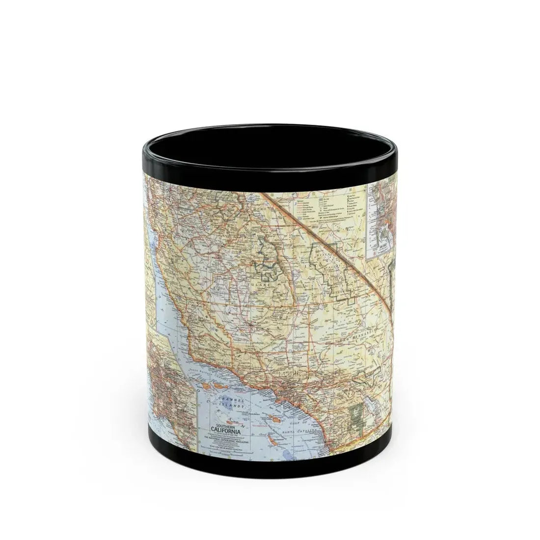 USA - California, Southern (1966) (Map) Black Coffee Mug 11oz - Go Mug Yourself