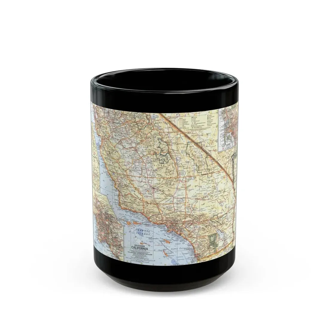 USA - California, Southern (1966) (Map) Black Coffee Mug 15oz - Go Mug Yourself