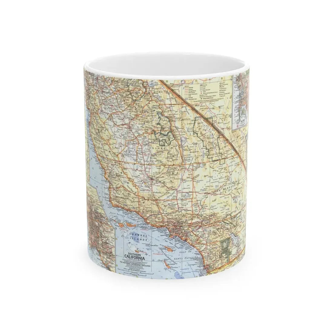 USA - California, Southern (1966) (Map) White Coffee Mug 11oz - Go Mug Yourself