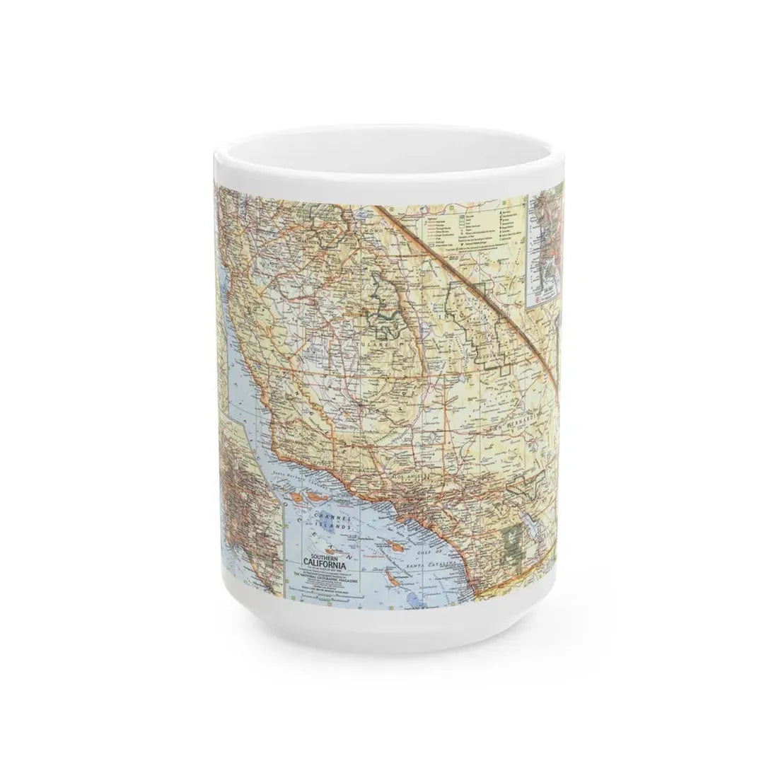 USA - California, Southern (1966) (Map) White Coffee Mug 15oz - Go Mug Yourself