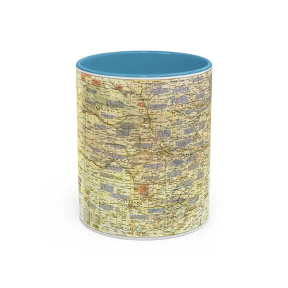 USA - Central Plains 1 (1985) (Map) Accent Coffee Mug 11oz Light Blue - Go Mug Yourself