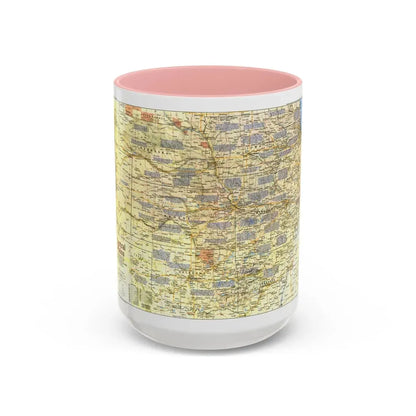 USA - Central Plains 1 (1985) (Map) Accent Coffee Mug 15oz Pink - Go Mug Yourself