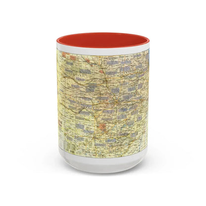USA - Central Plains 1 (1985) (Map) Accent Coffee Mug 15oz Red - Go Mug Yourself