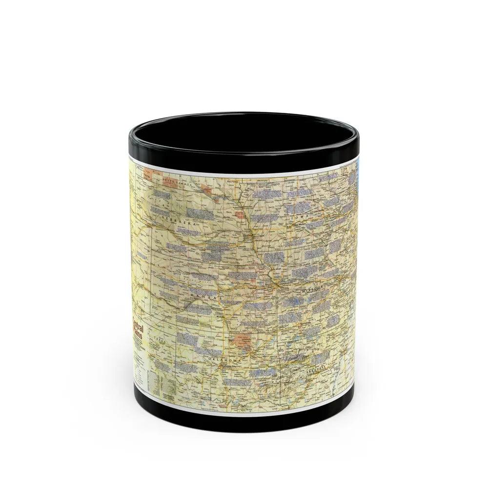 USA - Central Plains 1 (1985) (Map) Black Coffee Mug-11oz-Go Mug Yourself