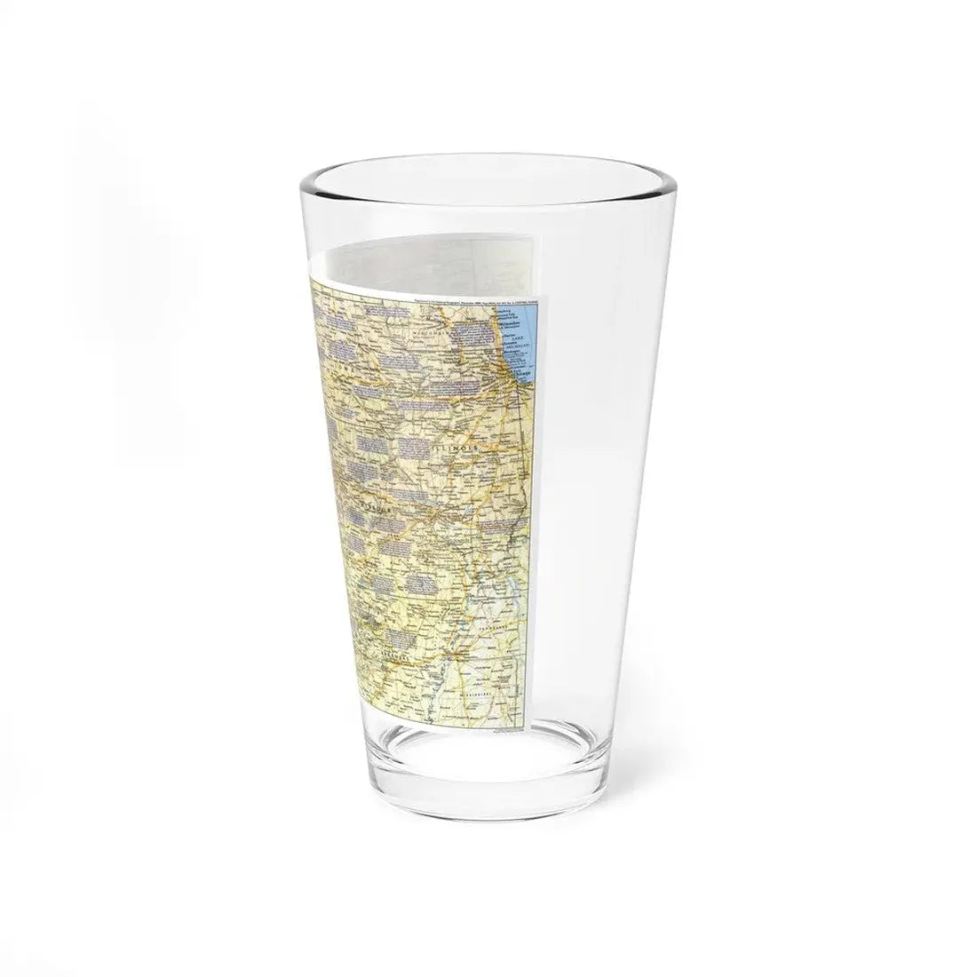 USA - Central Plains 1 (1985) (Map) Pint Glass 16oz - Go Mug Yourself