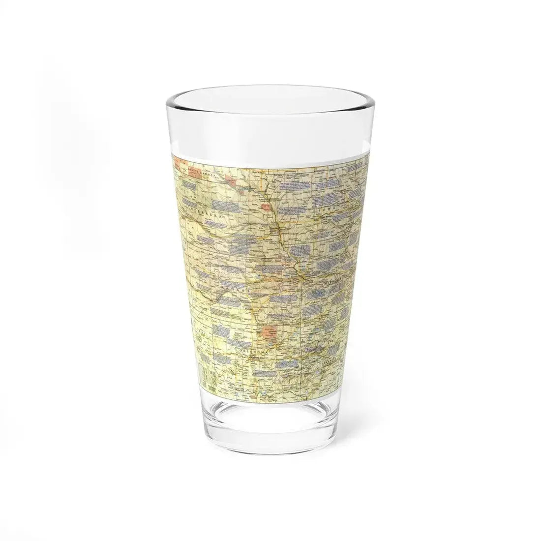 USA - Central Plains 1 (1985) (Map) Pint Glass 16oz - Go Mug Yourself