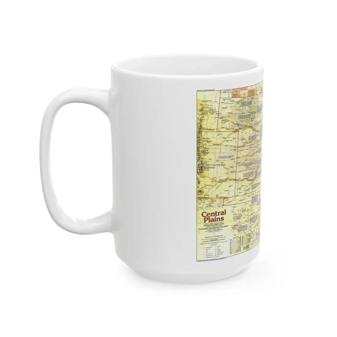 USA - Central Plains 1 (1985) (Map) White Coffee Mug - Go Mug Yourself