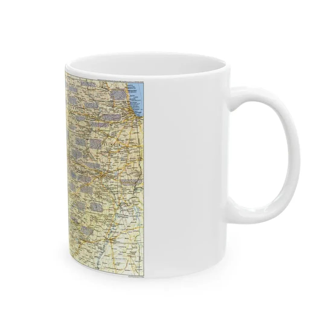 USA - Central Plains 1 (1985) (Map) White Coffee Mug - Go Mug Yourself