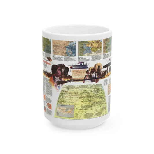 USA - Central Plains 2 (1985) (Map) White Coffee Mug 15oz - Go Mug Yourself