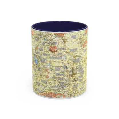USA - Central Rockies 1 (1984) (Map) Accent Coffee Mug 11oz Navy - Go Mug Yourself
