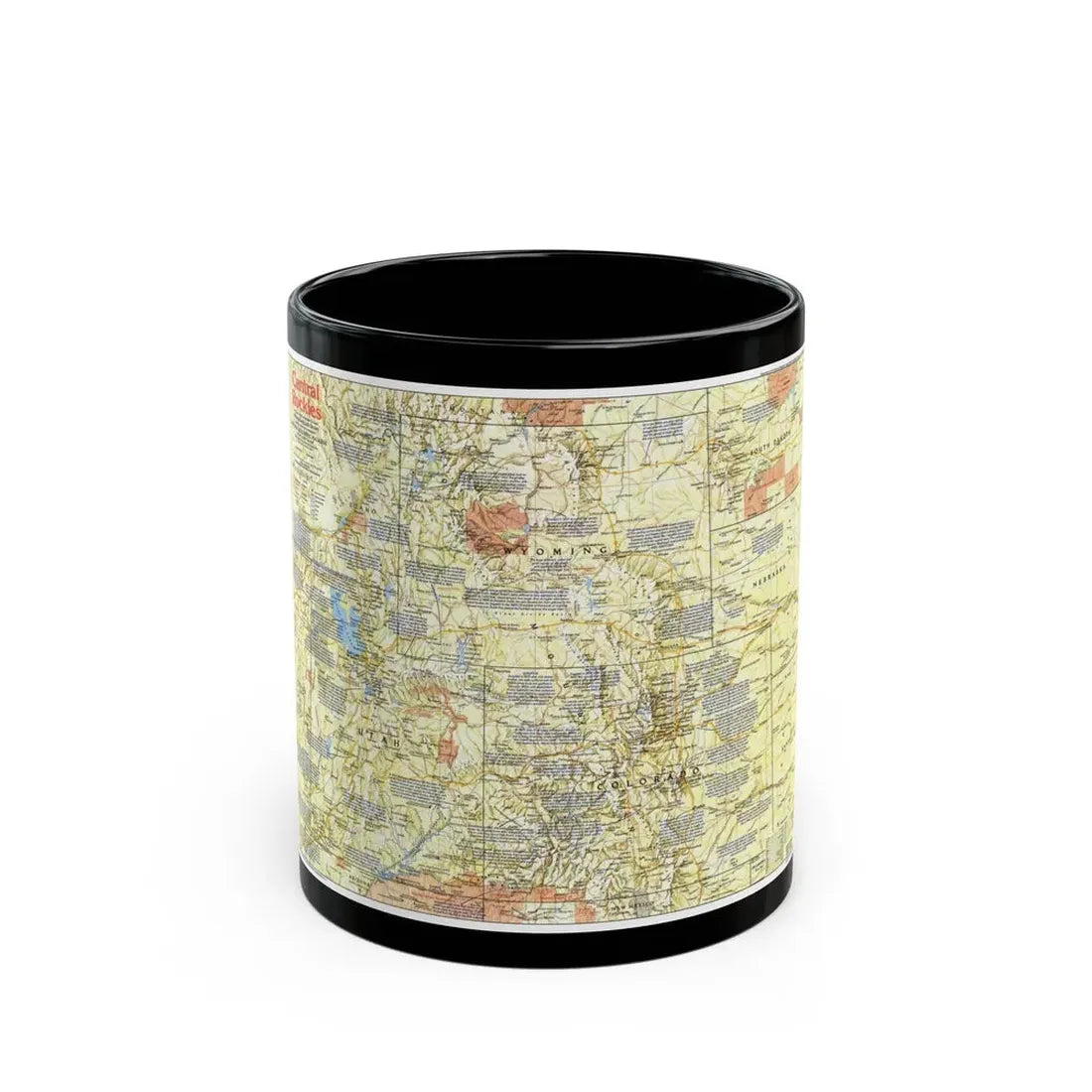 USA - Central Rockies 1 (1984) (Map) Black Coffee Mug 11oz - Go Mug Yourself
