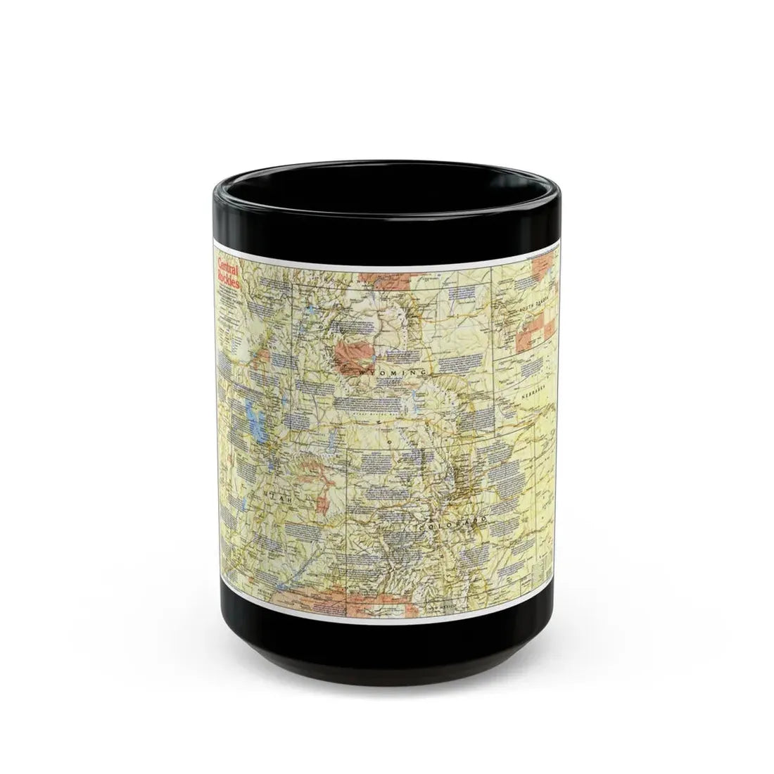 USA - Central Rockies 1 (1984) (Map) Black Coffee Mug 15oz - Go Mug Yourself