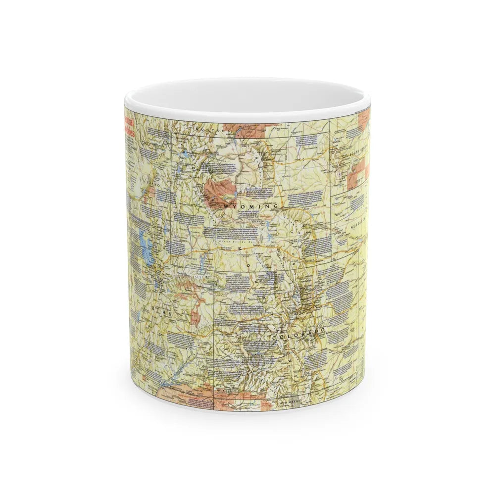 USA - Central Rockies 1 (1984) (Map) White Coffee Mug-11oz-Go Mug Yourself