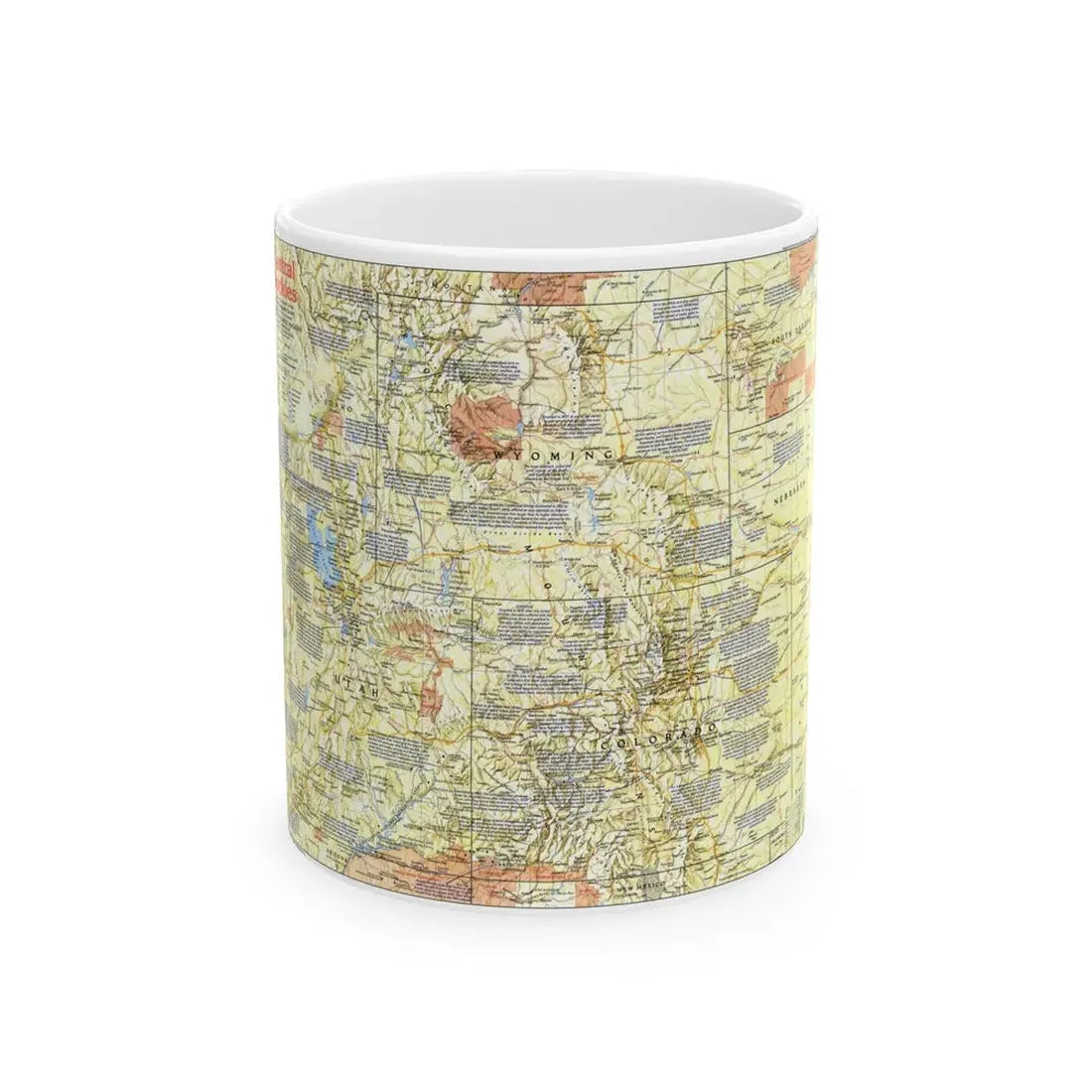 USA - Central Rockies 1 (1984) (Map) White Coffee Mug 11oz - Go Mug Yourself