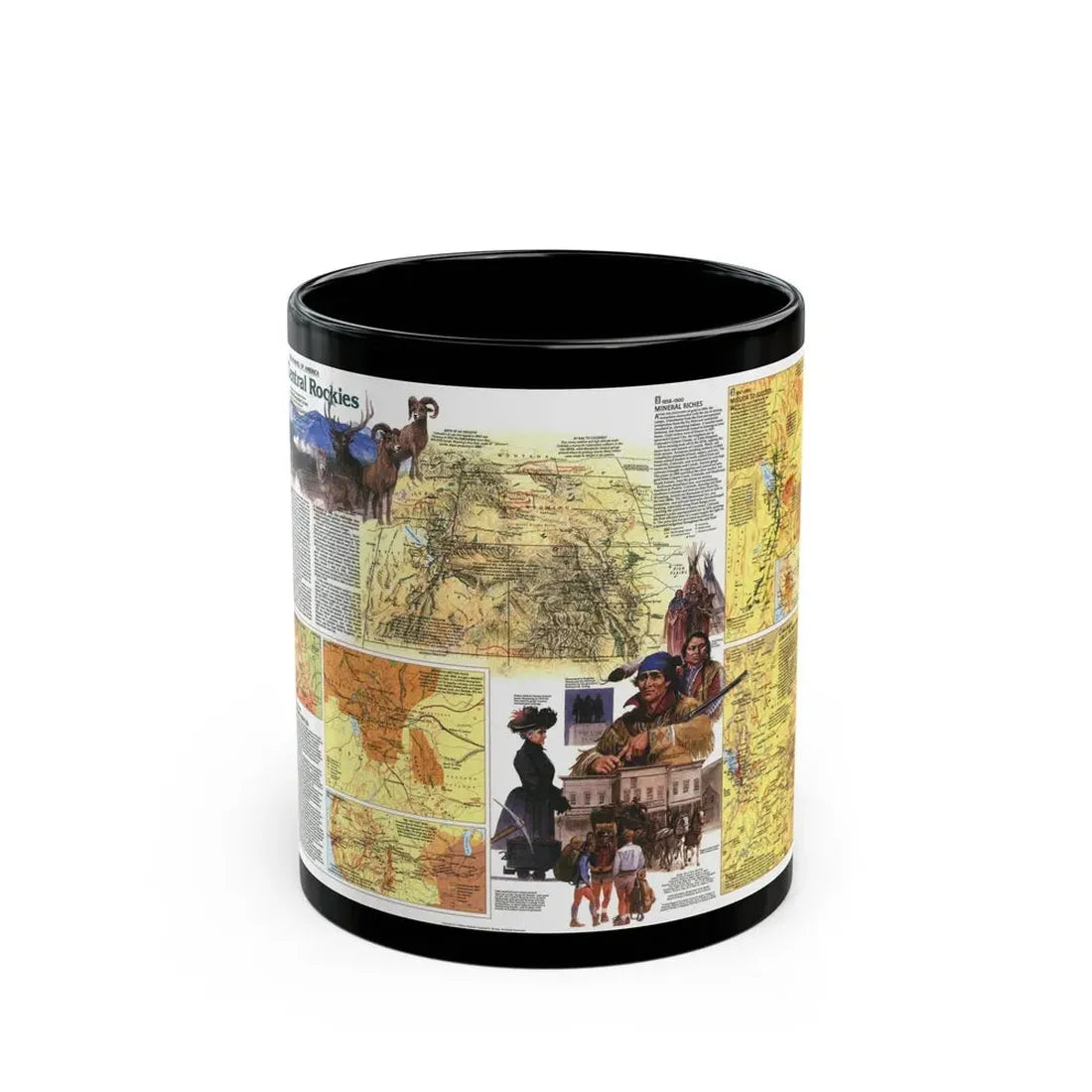USA - Central Rockies 2 (1984) (Map) Black Coffee Mug 11oz - Go Mug Yourself