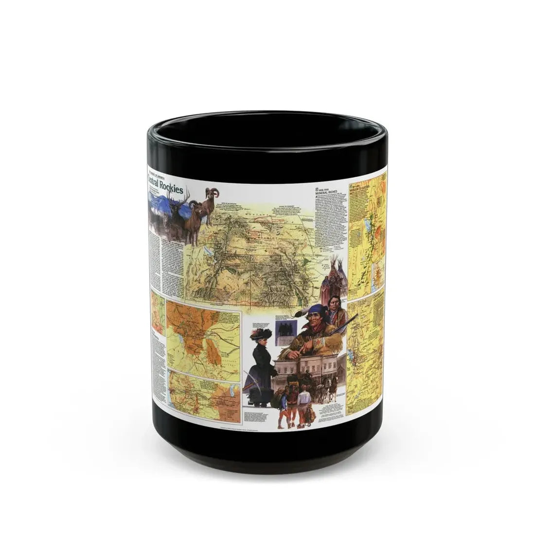 USA - Central Rockies 2 (1984) (Map) Black Coffee Mug 15oz - Go Mug Yourself
