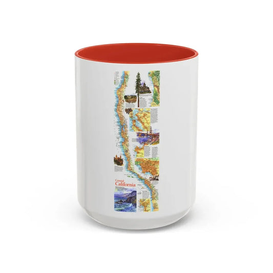USA - Coastal California (1993) (Map) Accent Coffee Mug 15oz Red - Go Mug Yourself