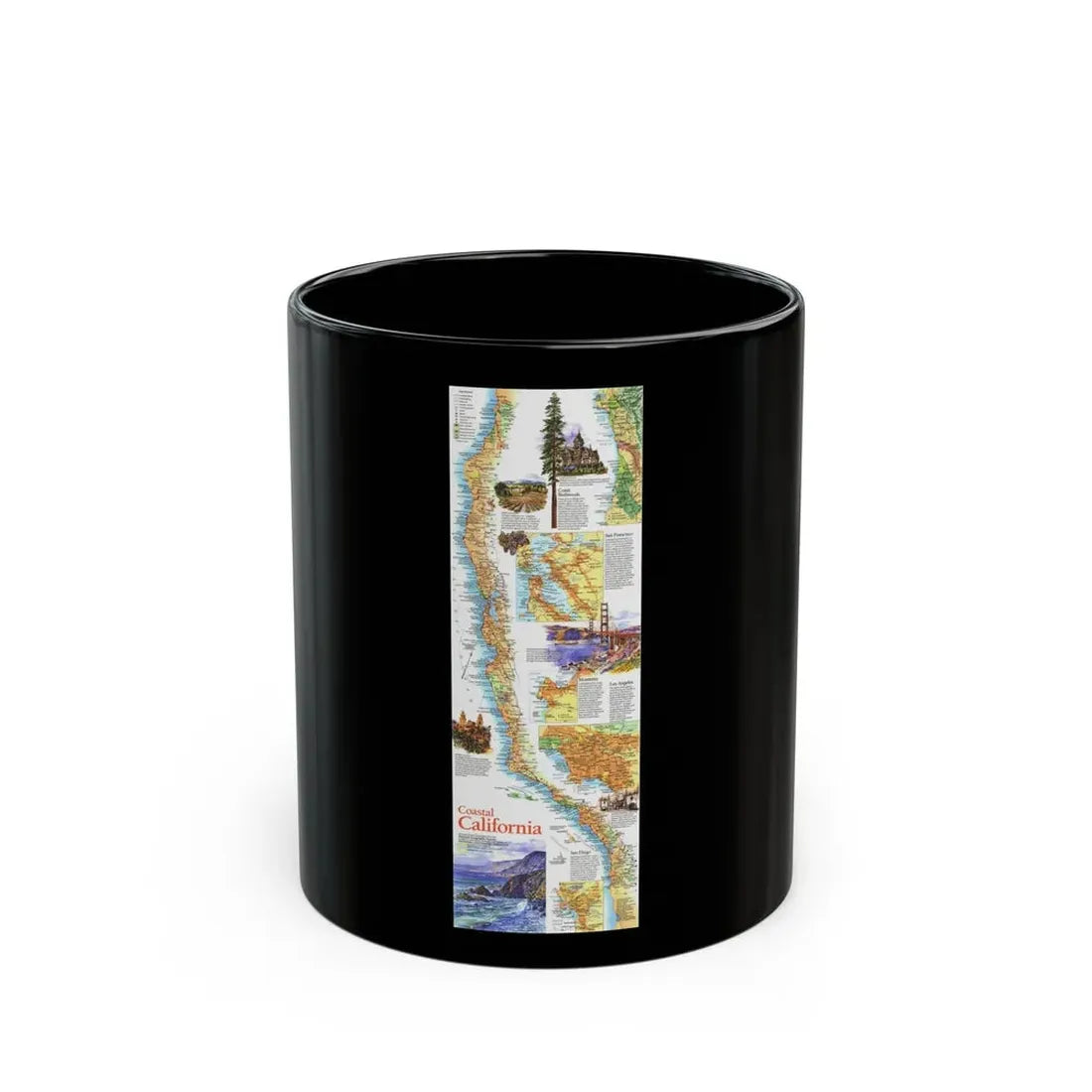 USA - Coastal California (1993) (Map) Black Coffee Mug 11oz - Go Mug Yourself