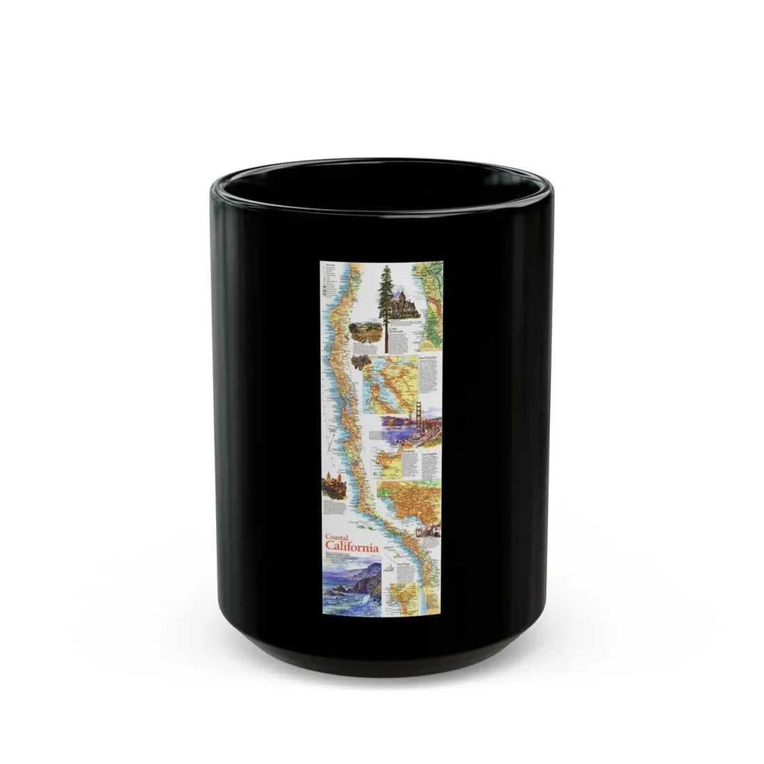 USA - Coastal California (1993) (Map) Black Coffee Mug 15oz - Go Mug Yourself