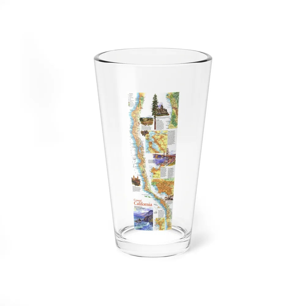 USA - Coastal California (1993) (Map) Pint Glass 16oz-16oz-Go Mug Yourself