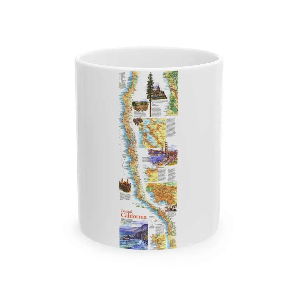 USA - Coastal California (1993) (Map) White Coffee Mug-11oz-Go Mug Yourself