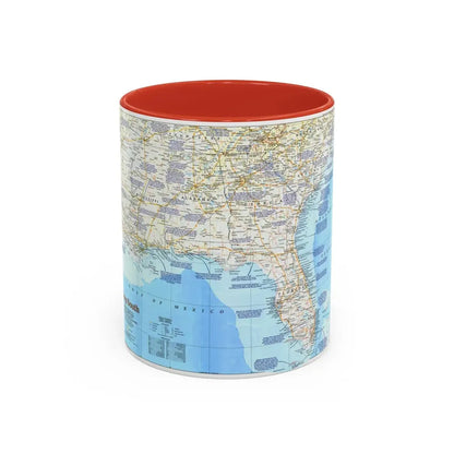 USA - Deep South 1 (1983) (Map) Accent Coffee Mug 11oz Red - Go Mug Yourself