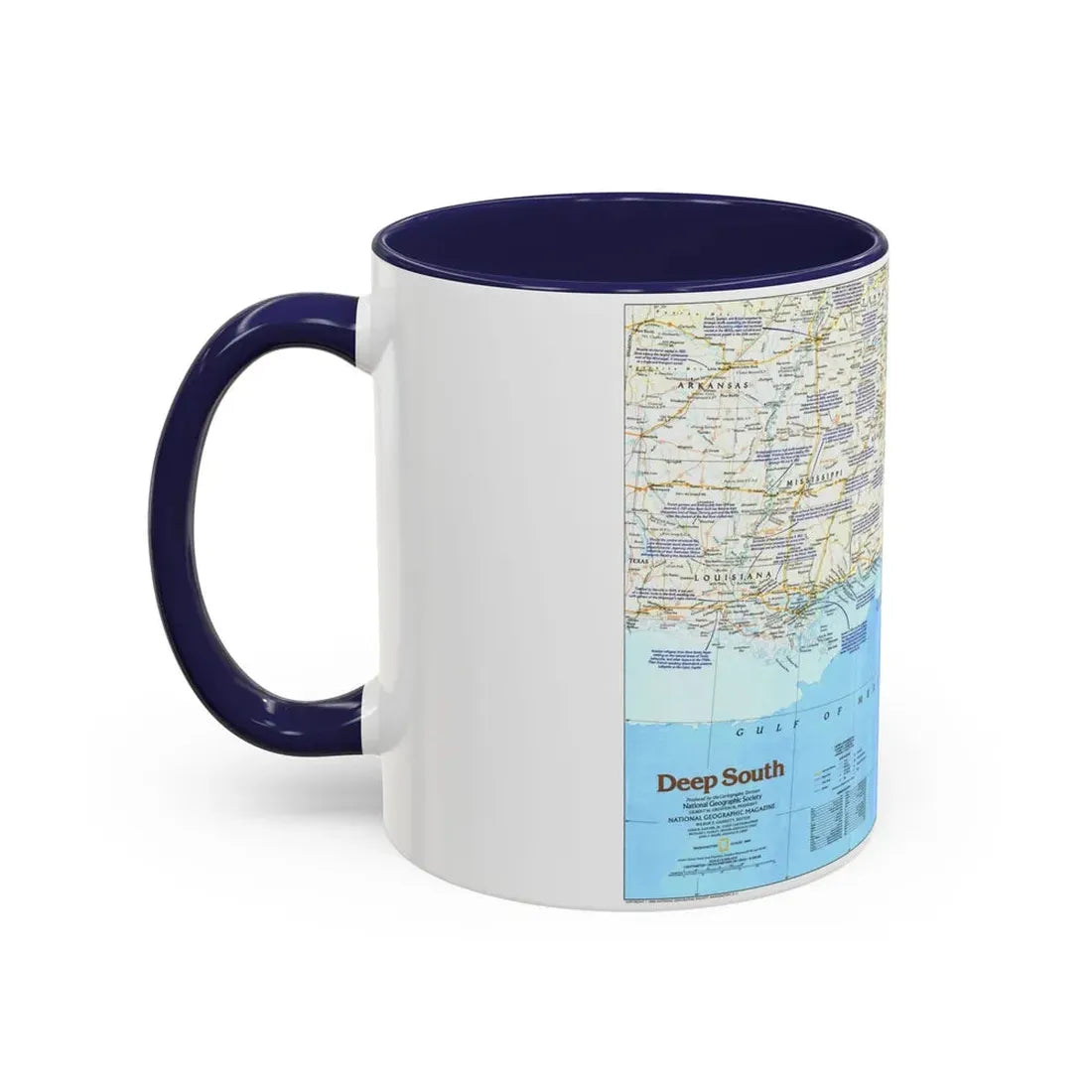USA - Deep South 1 (1983) (Map) Accent Coffee Mug - Go Mug Yourself