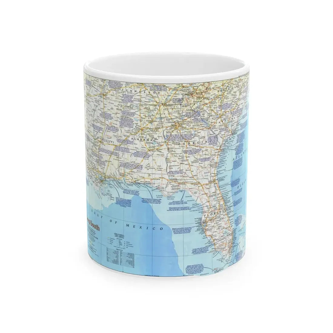 USA - Deep South 1 (1983) (Map) White Coffee Mug 11oz - Go Mug Yourself