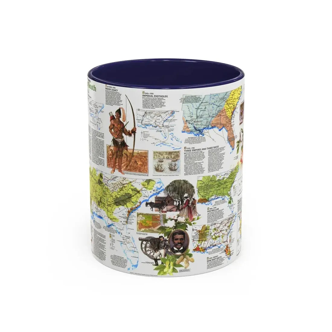 USA - Deep South 2 (1983) (Map) Accent Coffee Mug 11oz Navy - Go Mug Yourself