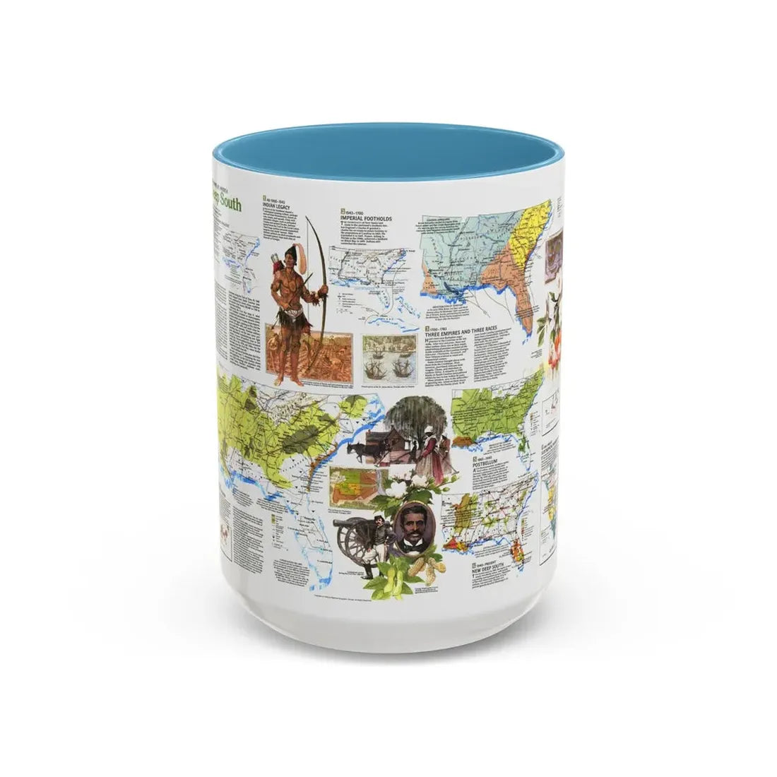 USA - Deep South 2 (1983) (Map) Accent Coffee Mug 15oz Light Blue - Go Mug Yourself