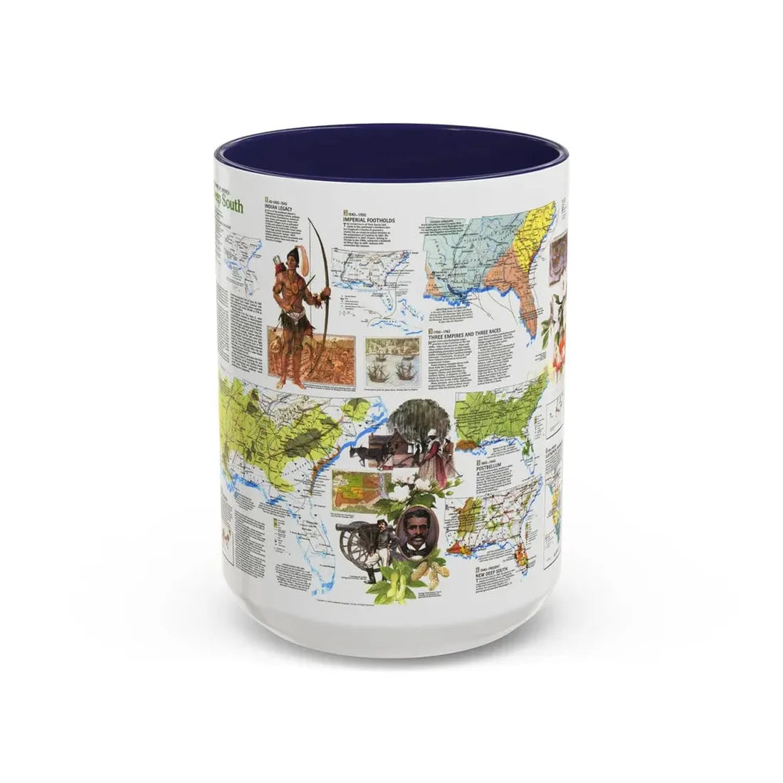 USA - Deep South 2 (1983) (Map) Accent Coffee Mug 15oz Navy - Go Mug Yourself