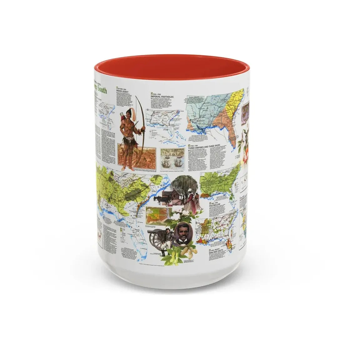 USA - Deep South 2 (1983) (Map) Accent Coffee Mug 15oz Red - Go Mug Yourself
