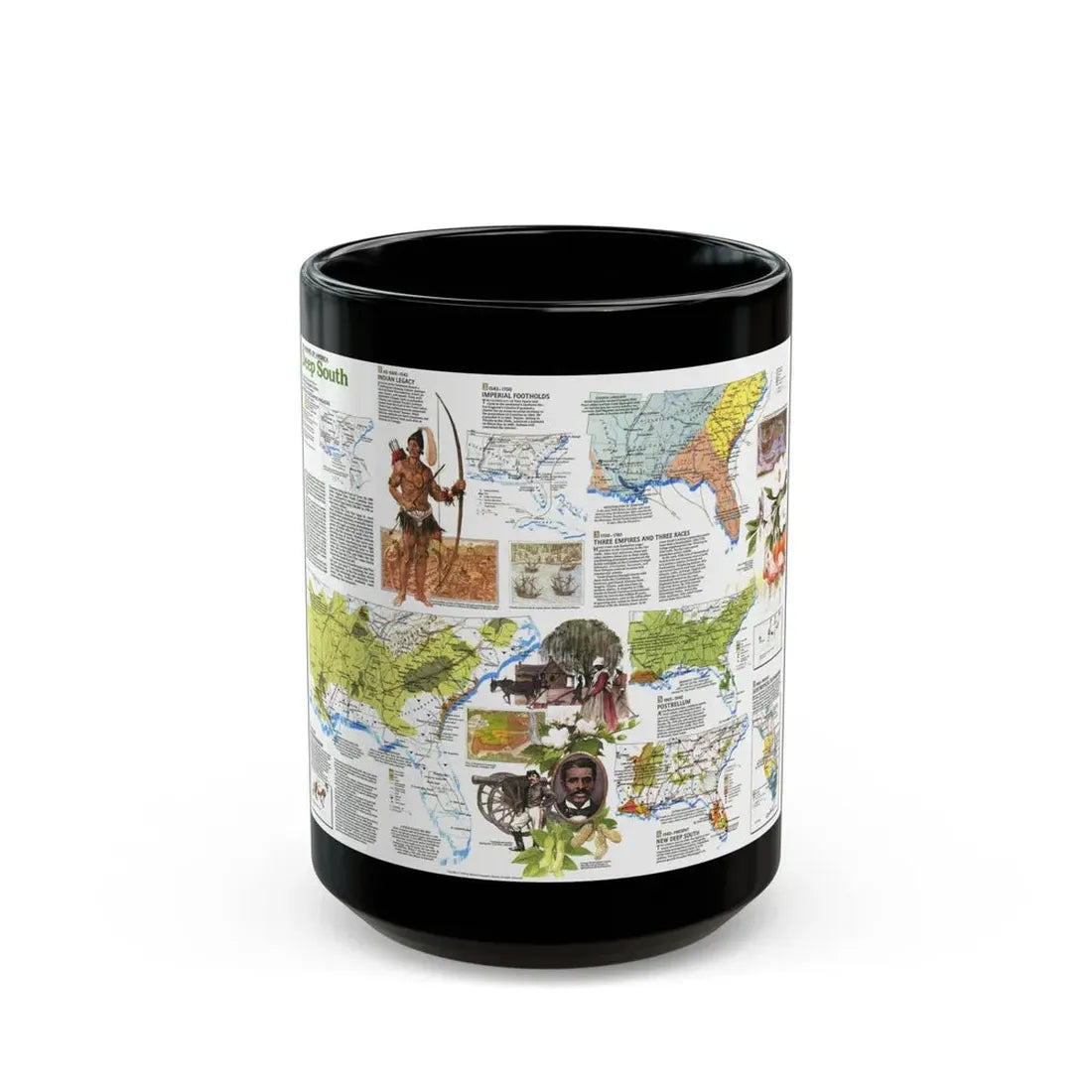 USA - Deep South 2 (1983) (Map) Black Coffee Mug 15oz - Go Mug Yourself