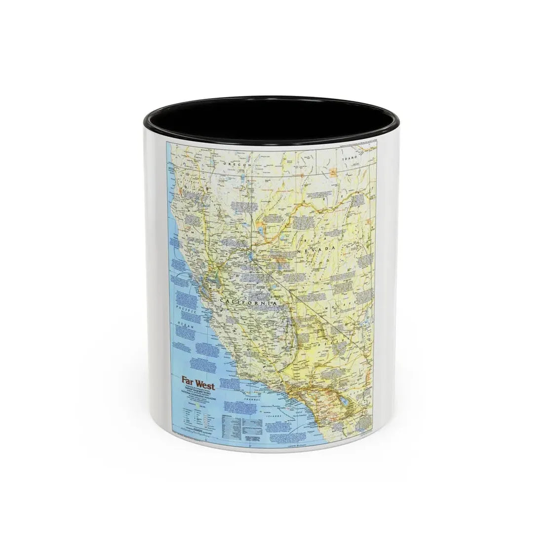 USA - Far West 1 (1984) (Map) Accent Coffee Mug 11oz Black - Go Mug Yourself