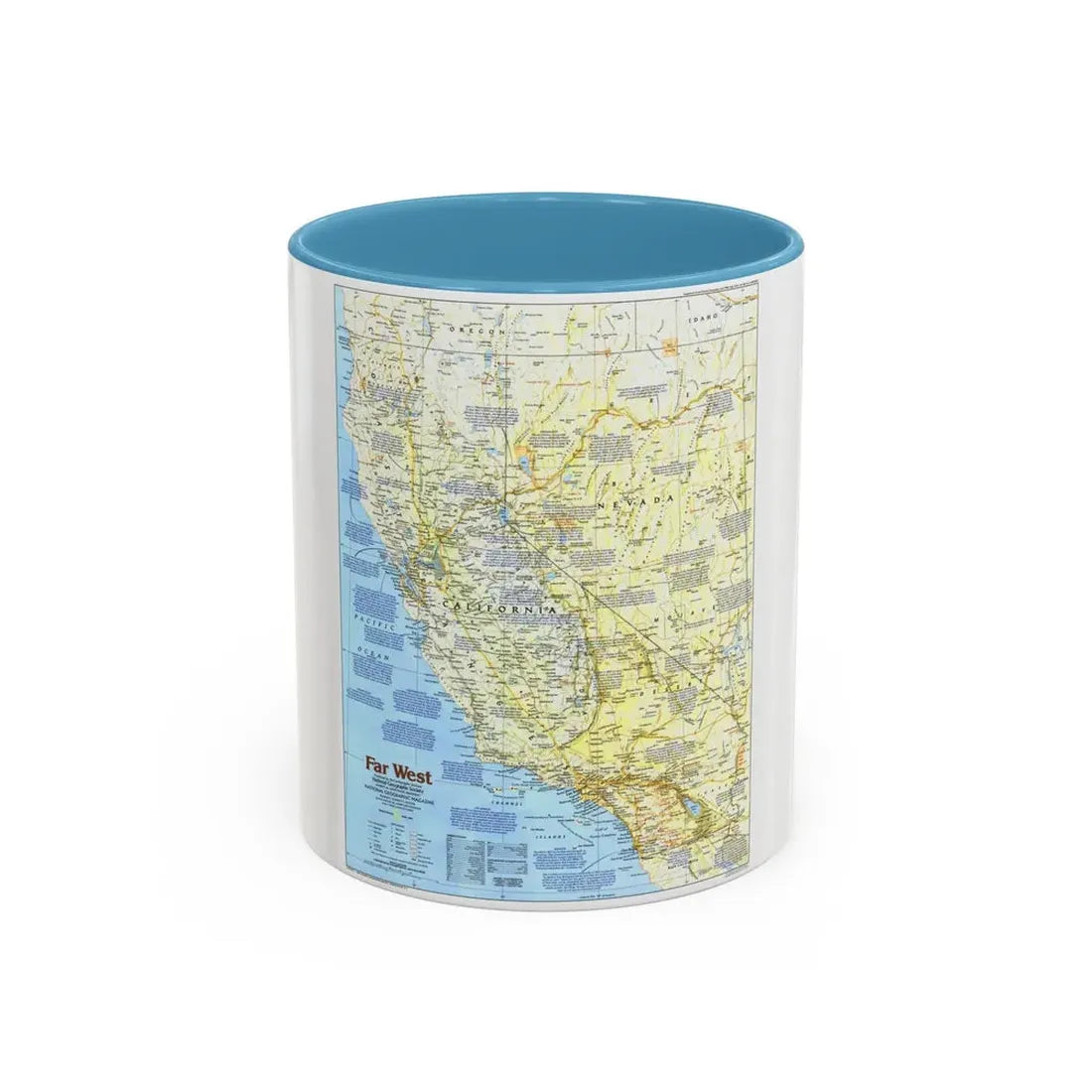 USA - Far West 1 (1984) (Map) Accent Coffee Mug 11oz Light Blue - Go Mug Yourself