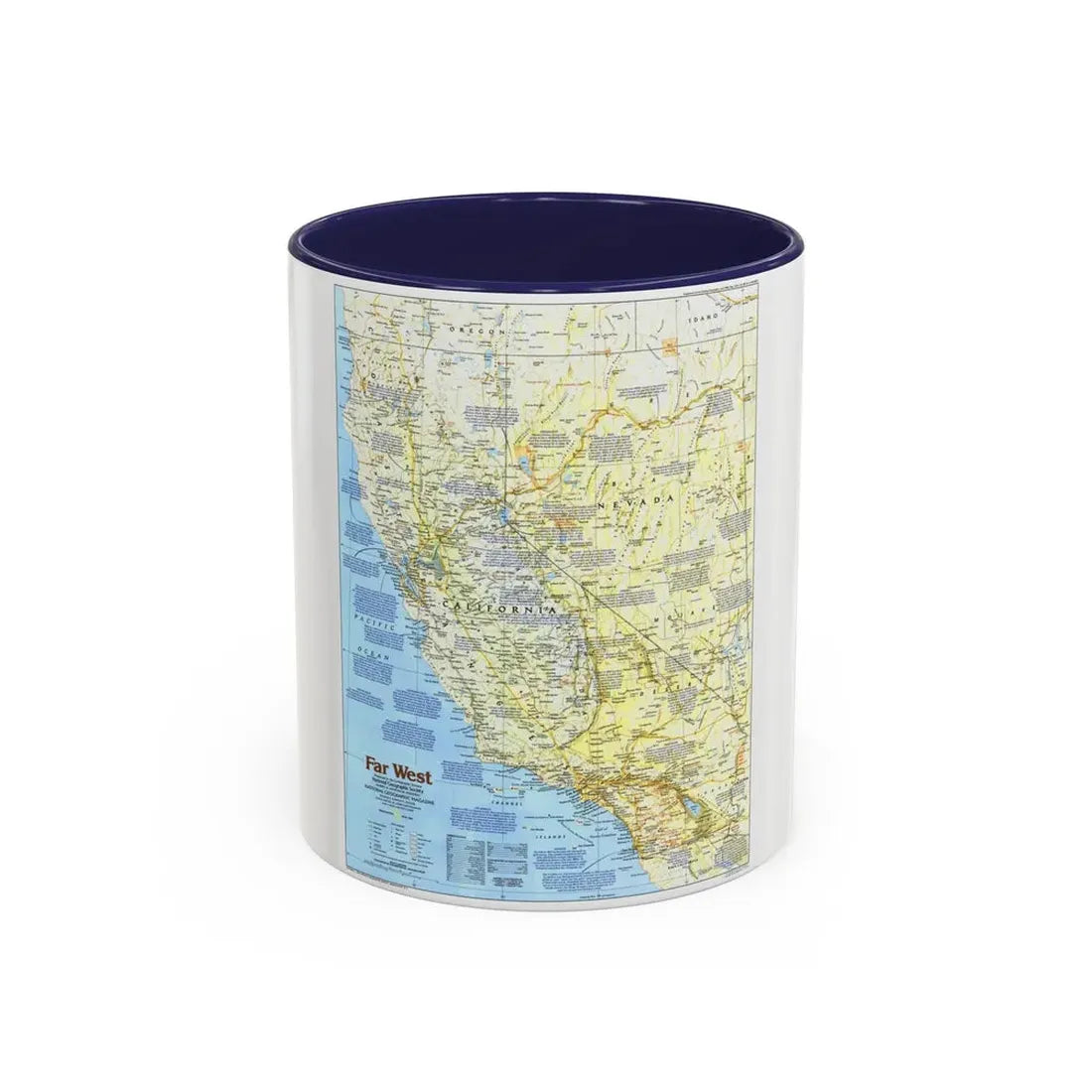 USA - Far West 1 (1984) (Map) Accent Coffee Mug 11oz Navy - Go Mug Yourself