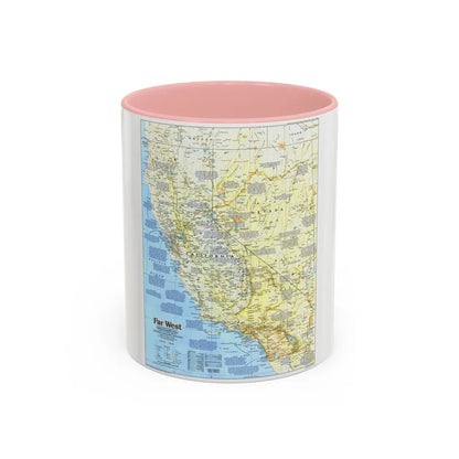 USA - Far West 1 (1984) (Map) Accent Coffee Mug 11oz Pink - Go Mug Yourself