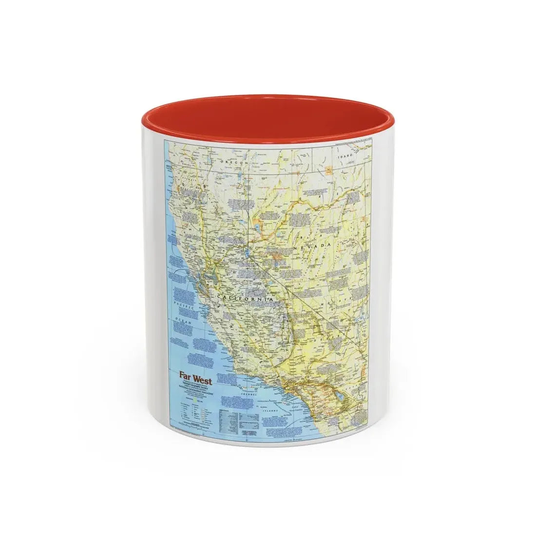 USA - Far West 1 (1984) (Map) Accent Coffee Mug 11oz Red - Go Mug Yourself