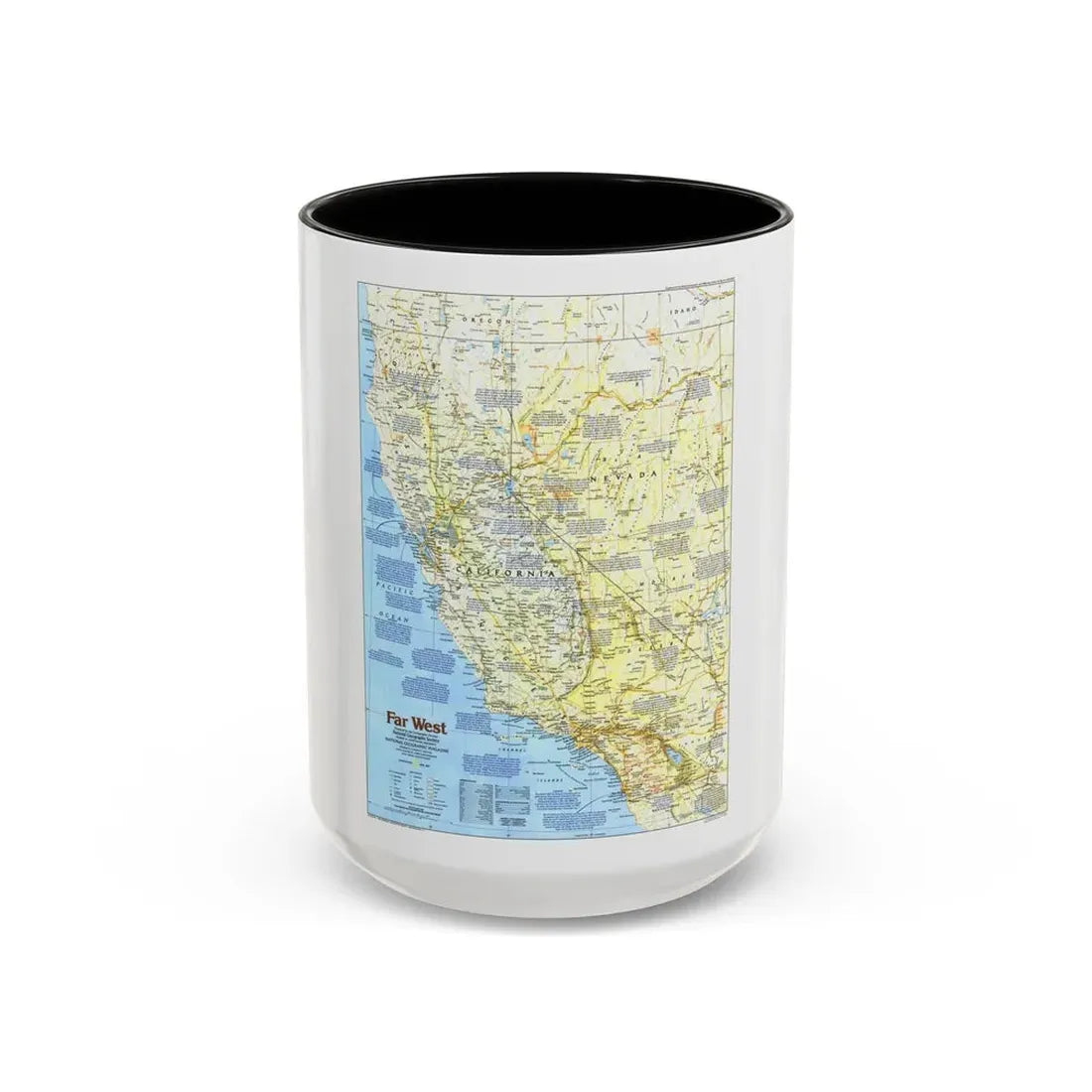 USA - Far West 1 (1984) (Map) Accent Coffee Mug 15oz Black - Go Mug Yourself