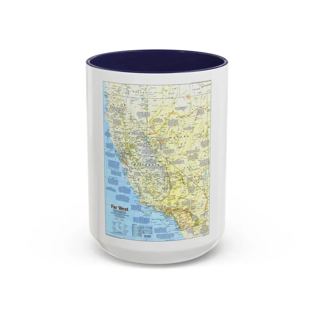 USA - Far West 1 (1984) (Map) Accent Coffee Mug 15oz Navy - Go Mug Yourself